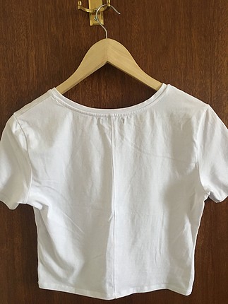 Zara düz beyaz crop tshirt