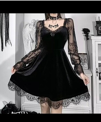 İthal tasarım gotik Elbise Hemen teslim