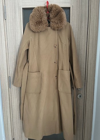 TUĞBA marka Kürk Detaylı Camel Uzun Kadın Kaban - Görsel 2