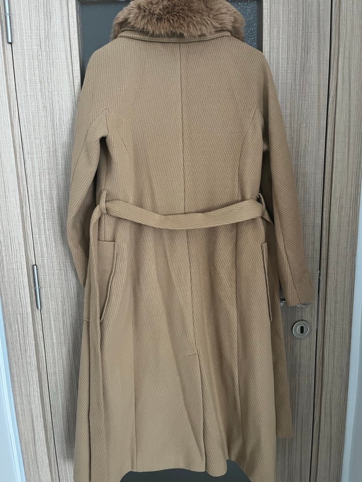 TUĞBA marka Kürk Detaylı Camel Uzun Kadın Kaban - Görsel 3