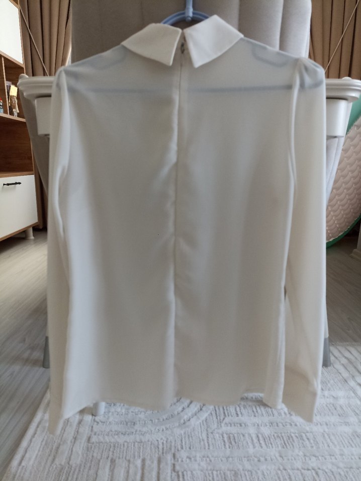 Krem şifon gömlek - Görsel 2