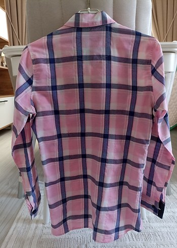 Düğmeli Pembe Uzun Kollu Kadın Gömlek - Görsel 2