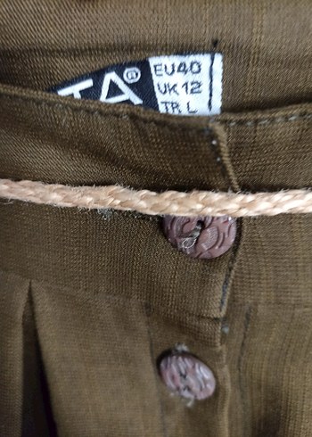 Düğmeli Keten Kadın Uzun Etek - Görsel 3