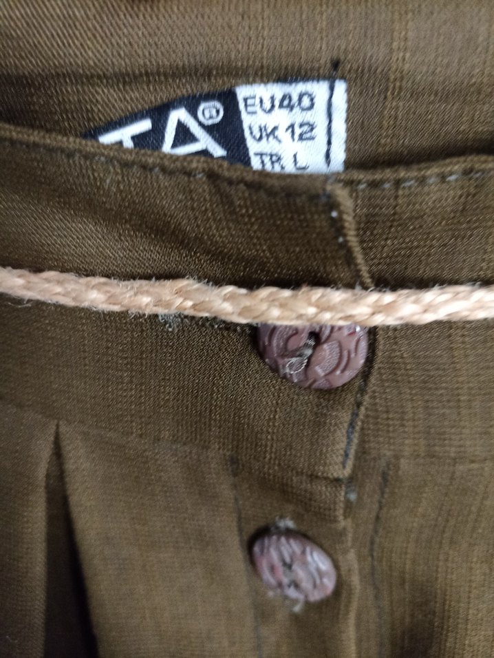 Düğmeli Keten Kadın Uzun Etek - Görsel 3