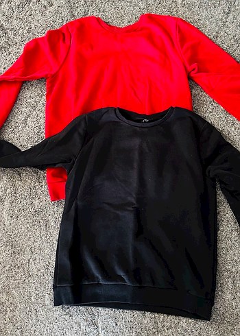 9 Yaş Beden Lacivert ve kırmızı Bisiklet Yaka Sweatshirt