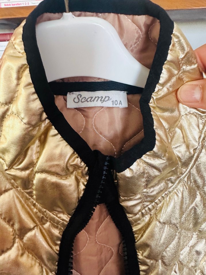 Parlak Altın Renkli Fermuarlı kız çocuk Yelek - Görsel 2