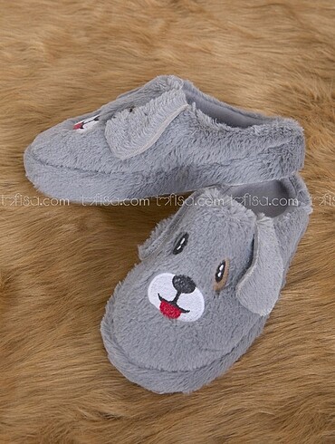Gri Peluş Ev Terliği