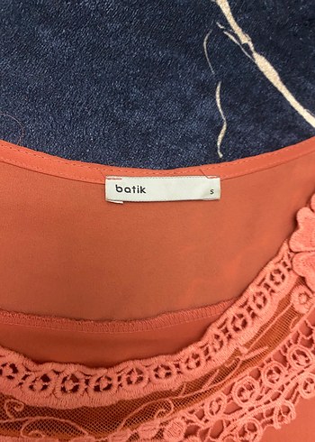 s Beden turuncu Renk Dantel Detaylı Bohem Kolsuz Mini Bluz
