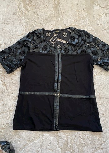 Kısa Kollu, Fermuarlı Siyah Gotik Bluz