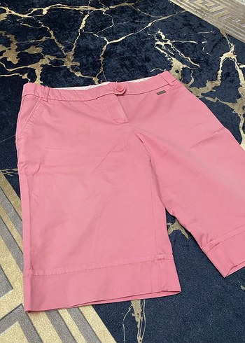 m Beden pembe Renk Düğmeli Pembe Kadın Bermuda Şort