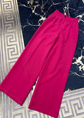 Pembe Pilili Uzun Kadın Kumaş Pantolon