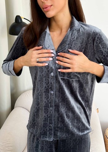 m Beden lacivert Renk Lacivert Kadife Kadın Pijama Takımı