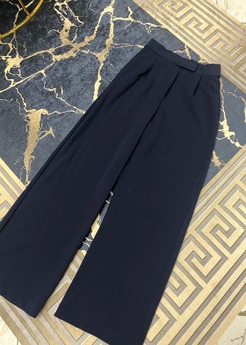 Lacivert Kadın Pileli palazzo Kumaş Pantolon