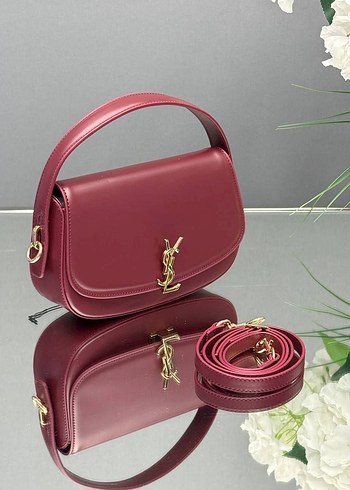 Ysl Bordo Parlak Deri Kadın Çantası