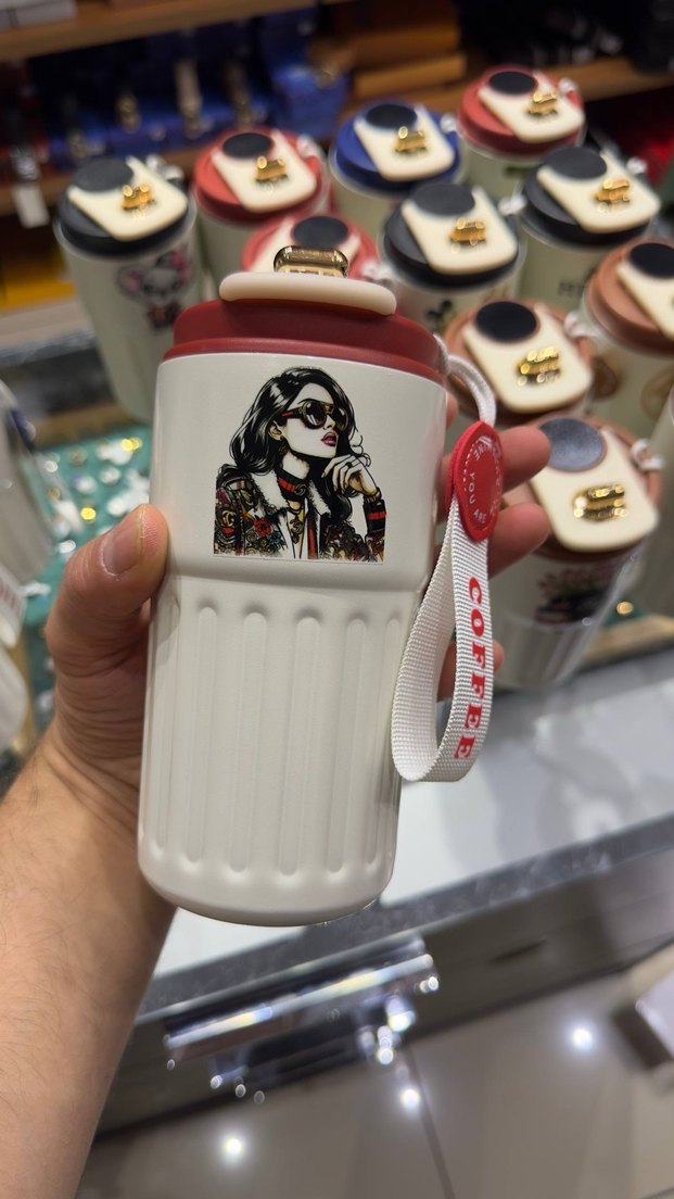 Renkli Baskılı Beyaz Çocuk Termosu - Görsel 3