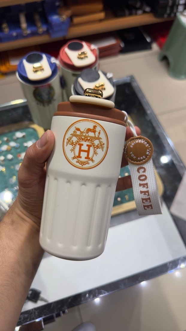 Hermes Paris Beyaz Termos Bardak - Görsel 2