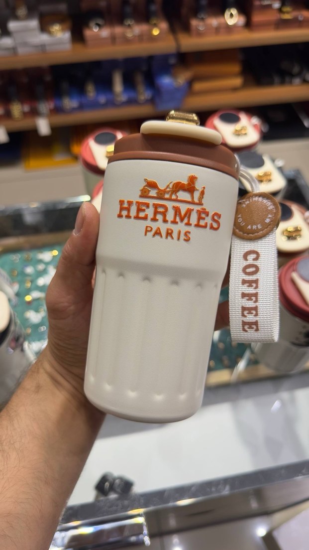 Hermes Paris Beyaz Termos Bardak - Görsel 4