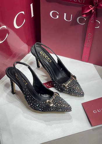 Altın Renkli Payetli Stiletto Topuklu Kadın Ayakkabı - Görsel 4