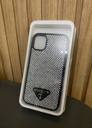 Gri Parlak Prada Taşlı Street Wear Telefon Kılıfı - Görsel 2