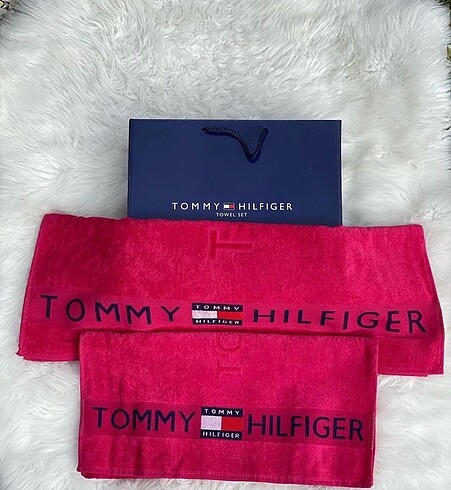 Beden bordo Renk Tommy hilfiger ?Bambu İplik 2?li Havlu Takım ?1 Büyük Havlu Eba