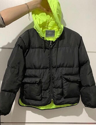 siyah sarı neon mont