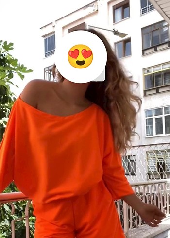 Turuncu Bağlama Desenli Kadın Mini şortlu takım