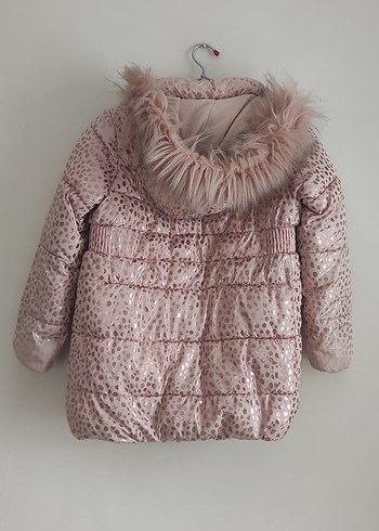 Kız Çocuk Pembe Kapüşonlu Yılan Desenli Mont - Görsel 2