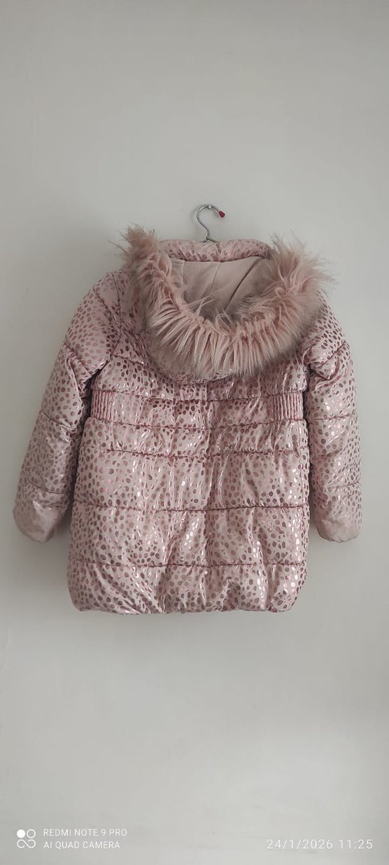 Kız Çocuk Pembe Kapüşonlu Yılan Desenli Mont - Görsel 2