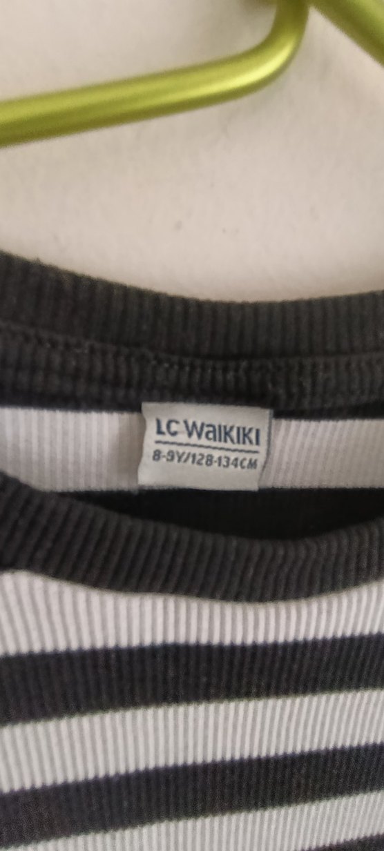 kız Çocuk Siyah-Beyaz Çizgili Uzun Kollu Tişört ve  alt takim - Görsel 3