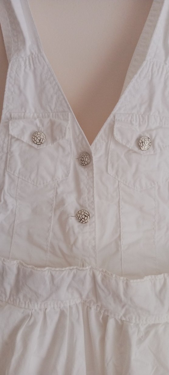 Beyaz Pamuklu Askılı Kız Elbisesi - Görsel 3