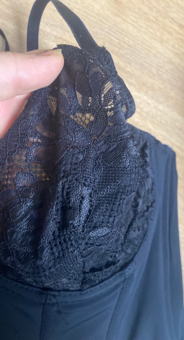 Dantelli Lacivert Straplez Gotik Büstiyer - Görsel 2