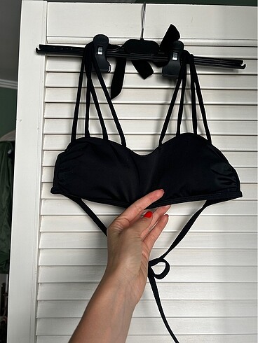 xs Beden siyah Renk İp detaylı bikini üstü