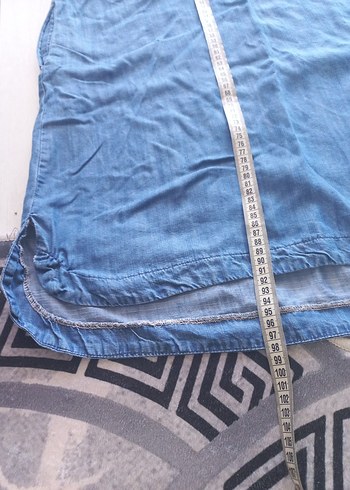 42 Beden mavi Renk Hamile Denim Tunik, Uzun Kollu, Rahat Kesim