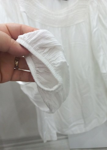 Kadın Beyaz Keten Uzun Kollu Bluz - Görsel 4