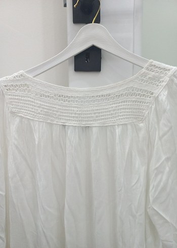 Kadın Beyaz Keten Uzun Kollu Bluz - Görsel 5