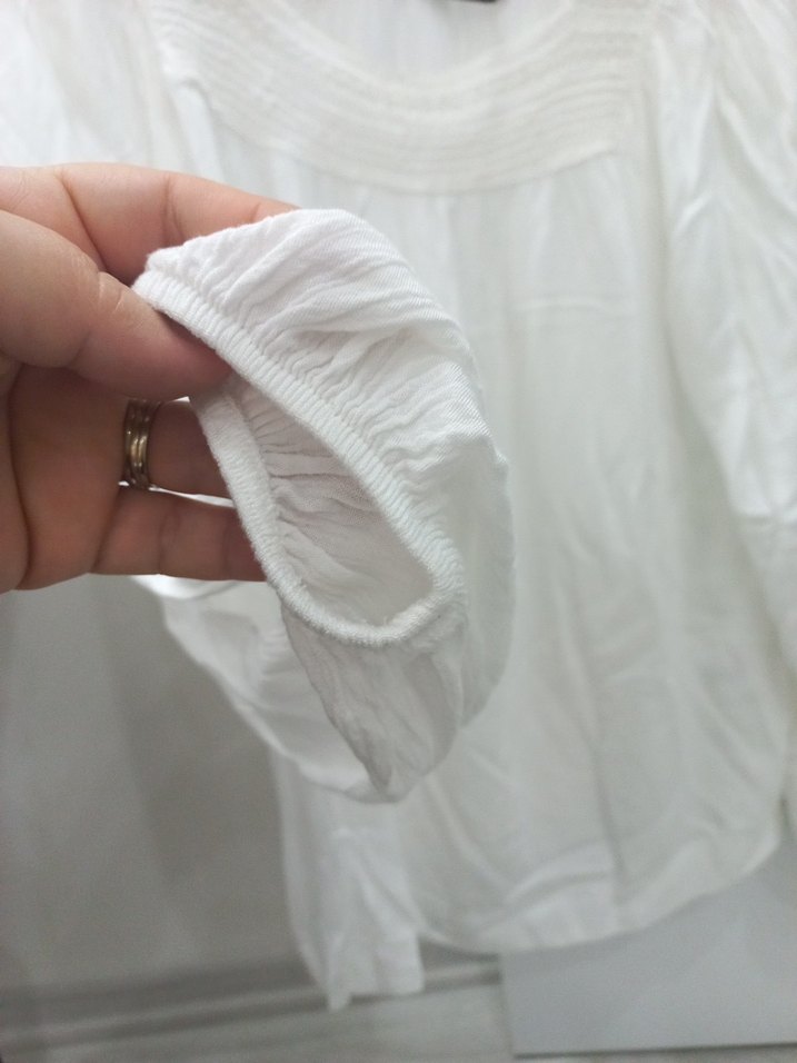 Kadın Beyaz Keten Uzun Kollu Bluz - Görsel 4