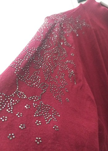 Bordo Uzun Kollu Balıkçı Yaka Triko Tunik - Görsel 2