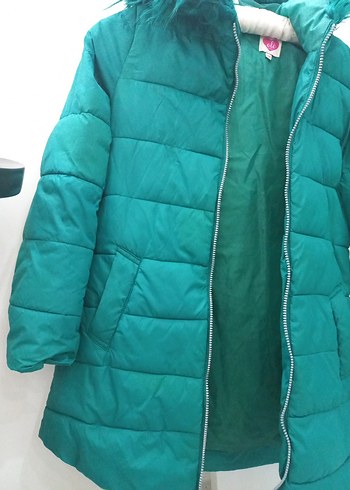 Bayan Parlak Yeşil Kürklü Mont - Görsel 2