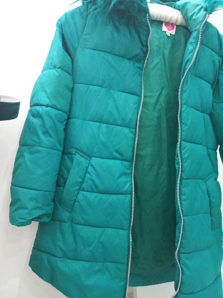 Bayan Parlak Yeşil Kürklü Mont - Görsel 2