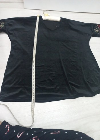 Uzun Kollu Siyah  Çiçek Desenli - Görsel 6