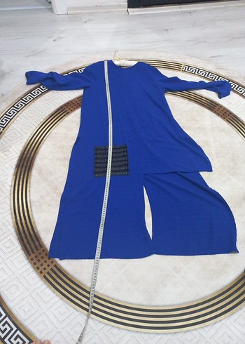 Uzun Kollu Mavi Kadın Elbise - Görsel 4