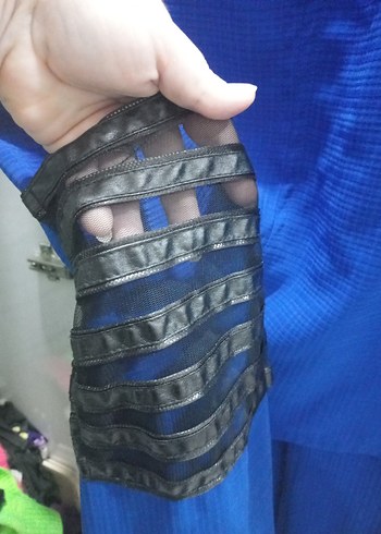 Uzun Kollu Mavi Kadın Elbise - Görsel 2