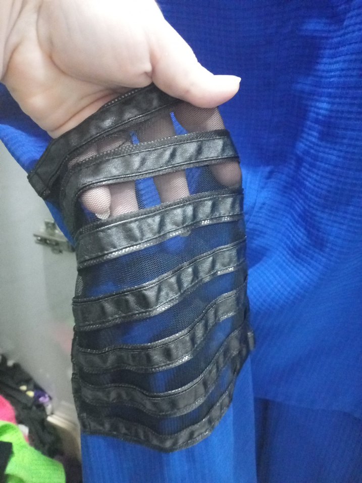 Uzun Kollu Mavi Kadın Elbise - Görsel 2