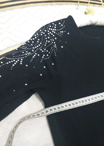 Siyah Payetli Uzun Kollu Triko Tunik - Görsel 5