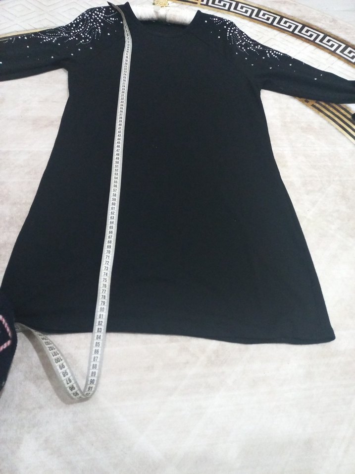 Siyah Payetli Uzun Kollu Triko Tunik - Görsel 4