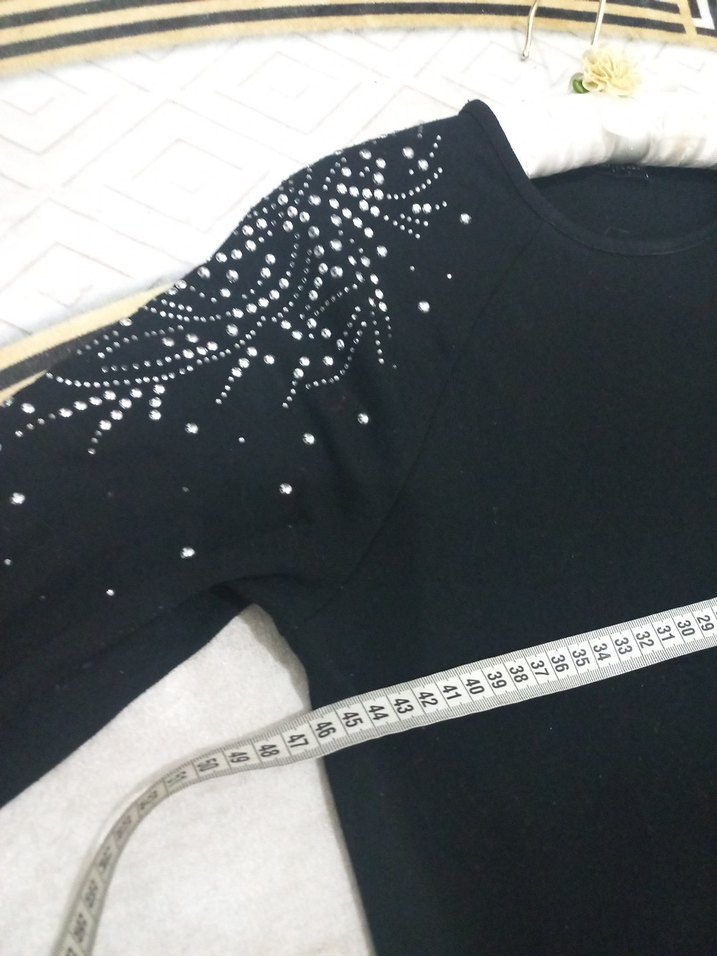 Siyah Payetli Uzun Kollu Triko Tunik - Görsel 5