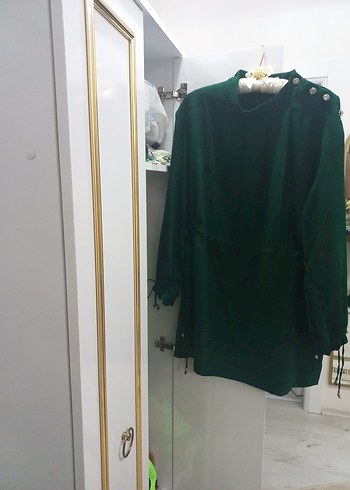 Düğmeli Yeşil  Tunik Midi Boy - Görsel 2