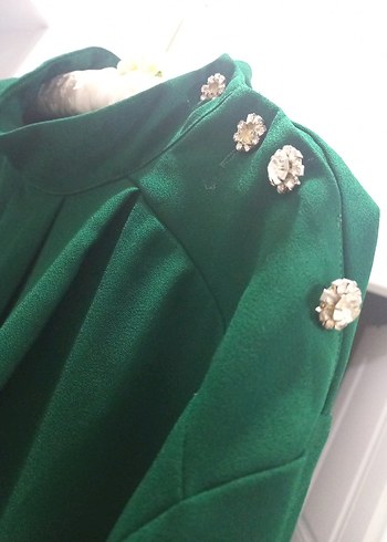 Düğmeli Yeşil  Tunik Midi Boy - Görsel 3