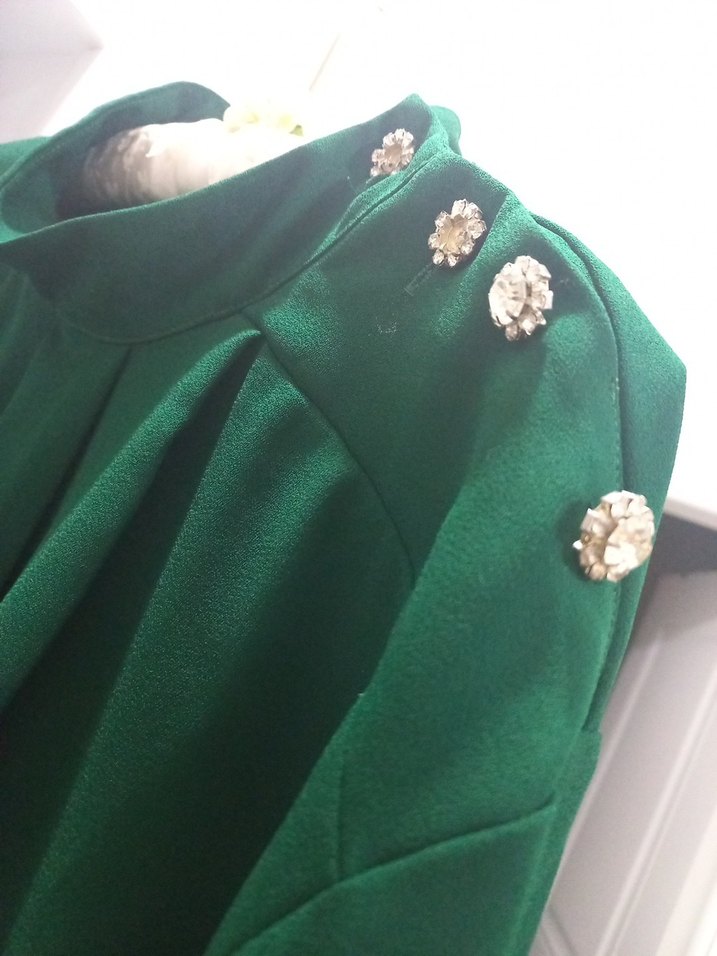 Düğmeli Yeşil  Tunik Midi Boy - Görsel 3