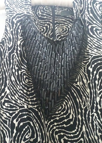 Bohem Siyah Gri Yılan Desenli Uzun Elbise - Görsel 2